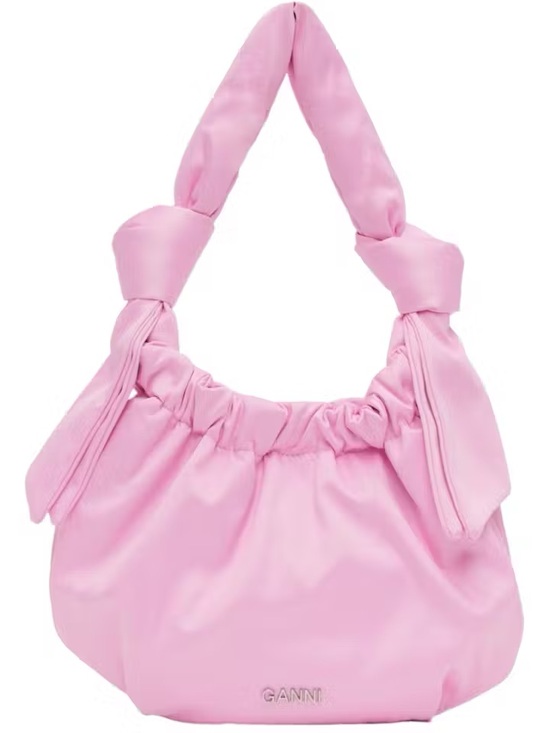 Ganni Handbags - Ganni Soft Pink Knotted-Handle Hobo Bag